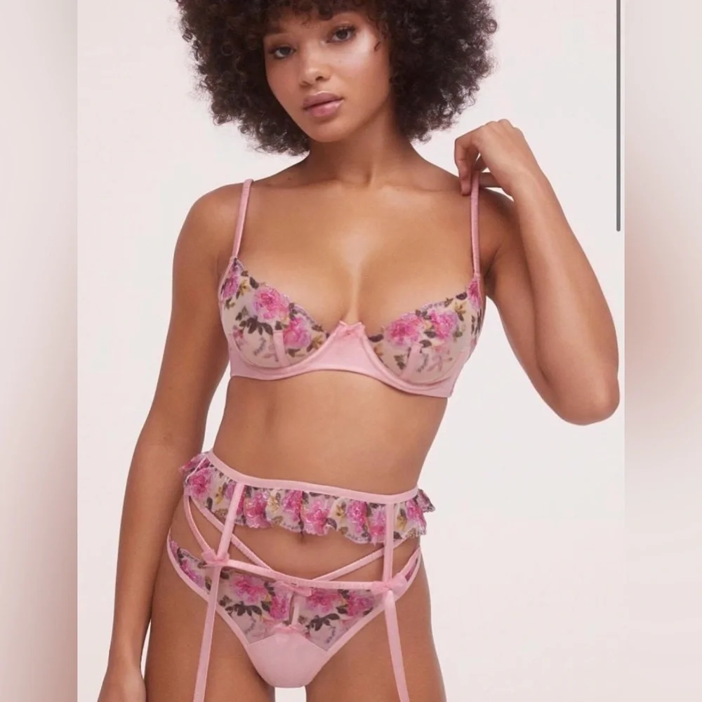 For Love and Lemons Blushing Rose Garter Belt
